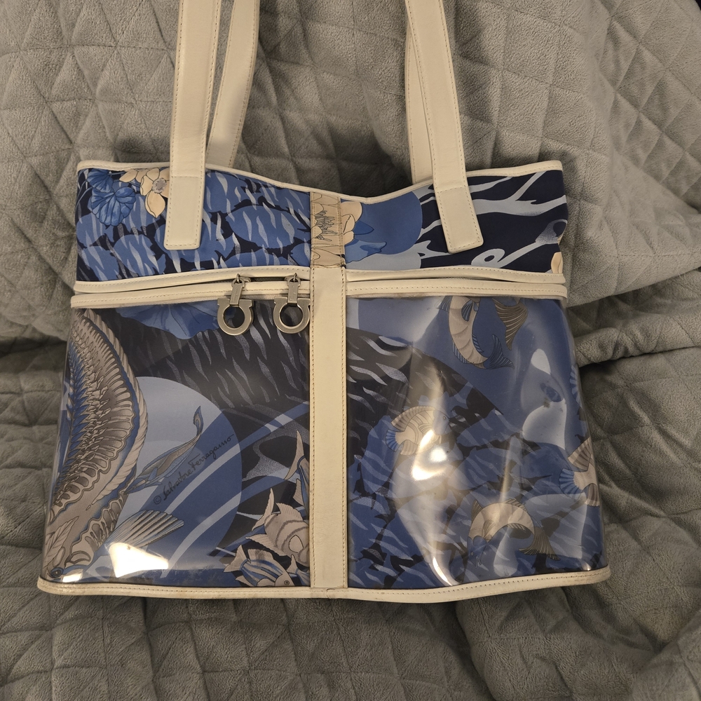 Rare & Unique Salvatore Ferragam Tote with Transparent Design and Zipper Closure